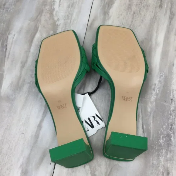 New Zara Kelly Green Woven Sandals 38 - Picture 8 of 10
